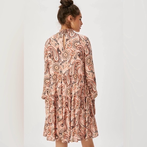 Anthropologie Cady Paisley Tiered Mockneck Tunic Dress Long Sleeve Dress XS - Picture 3 of 5